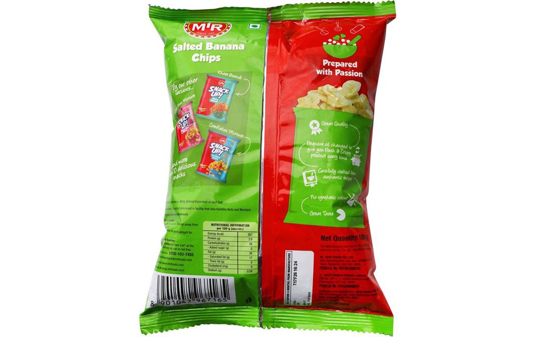 MTR Snack UP! Salted Banana Chips Crunchy Tasty   Pack  180 grams